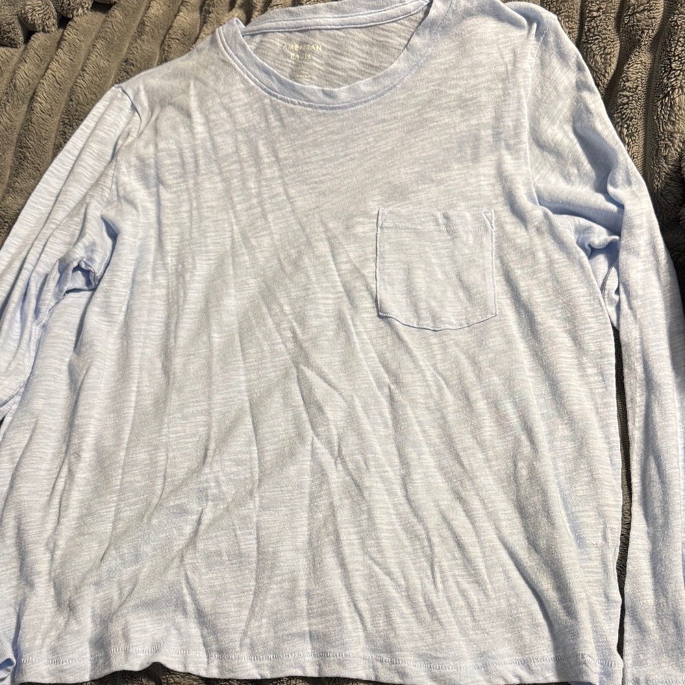 American Eagle Outfitters Soft Blue Crew Neck Shirt